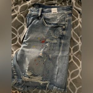 Judy blue paint splatter shorts